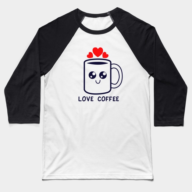 Love coffee doodle Baseball T-Shirt by teemarket